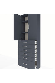 Arges Dolap 3 Raflı 6 Çekmeceli 2 Kapaklı 88x30x243 Antrasit-Antrasit