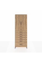 Arges Dolap 3 Raflı 6 Çekmeceli 2 Kapaklı 88x30x243 Çam-Çam