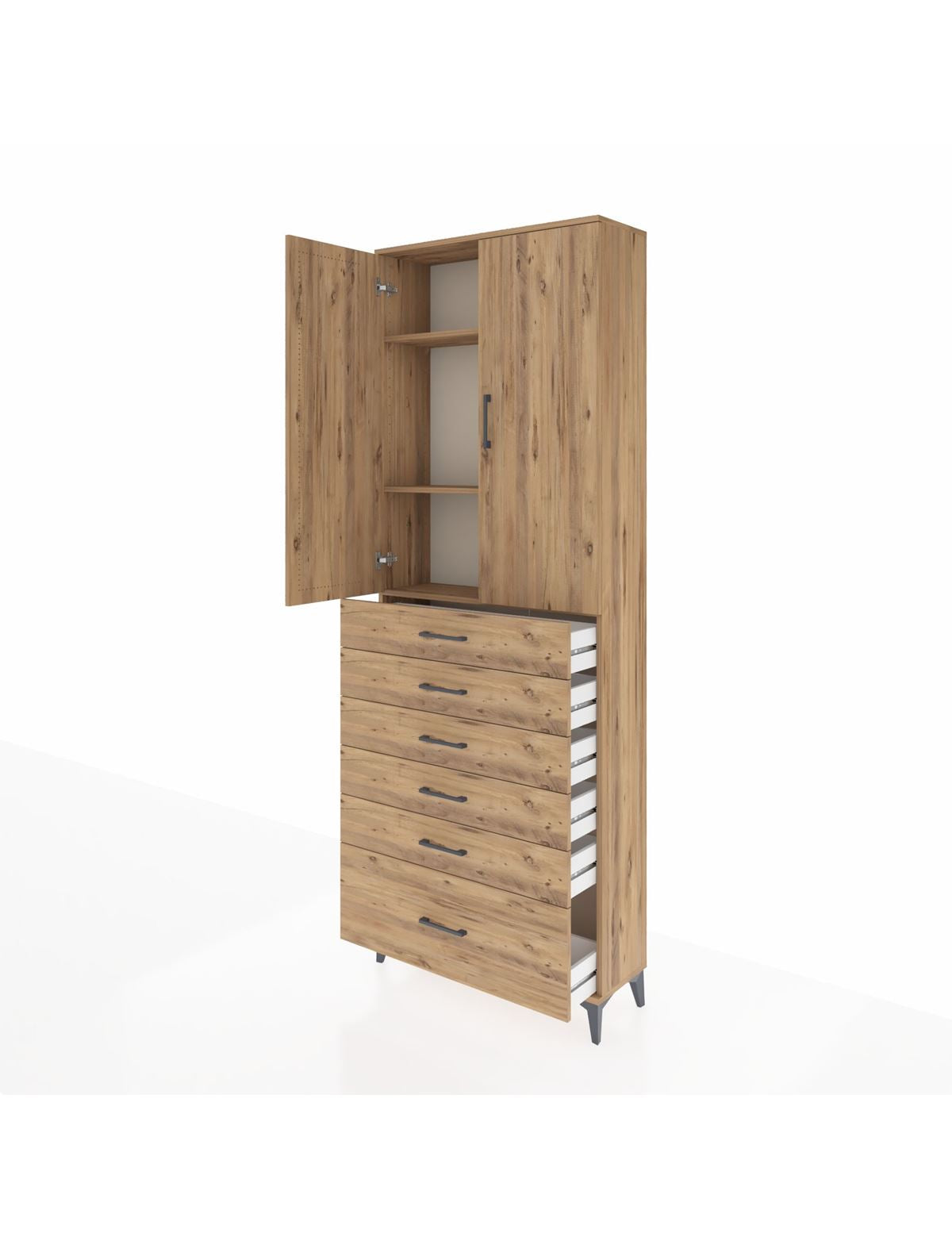 Arges Dolap 3 Raflı 6 Çekmeceli 2 Kapaklı 88x30x243 - S33M031V9A
