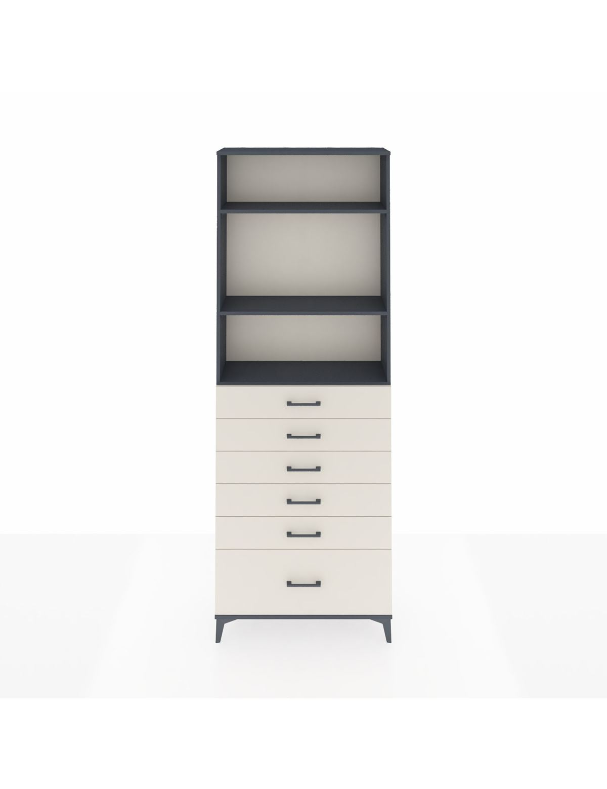 Arges Dolap 3 Raflı 6 Çekmeceli 88x30x243 Antrasit-Aytaşı