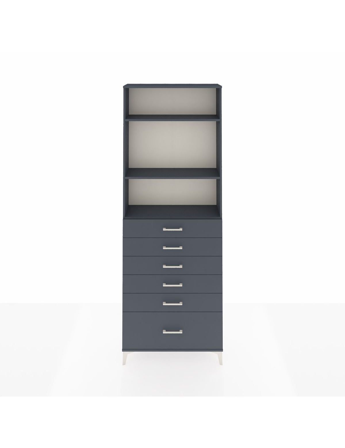 Arges Dolap 3 Raflı 6 Çekmeceli 88x30x243 Antrasit-Antrasit