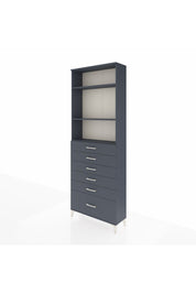 Arges Dolap 3 Raflı 6 Çekmeceli 88x30x243 Antrasit-Antrasit