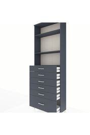 Arges Dolap 3 Raflı 6 Çekmeceli 88x30x243 Antrasit-Antrasit