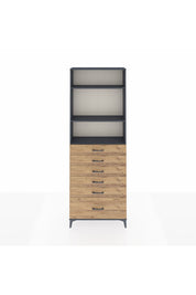 Arges Dolap 3 Raflı 6 Çekmeceli 88x30x243 Antrasit-Çam