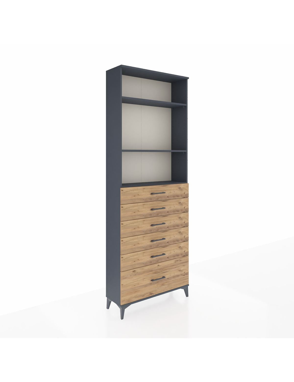 Arges Dolap 3 Raflı 6 Çekmeceli 88x30x243 Antrasit-Çam