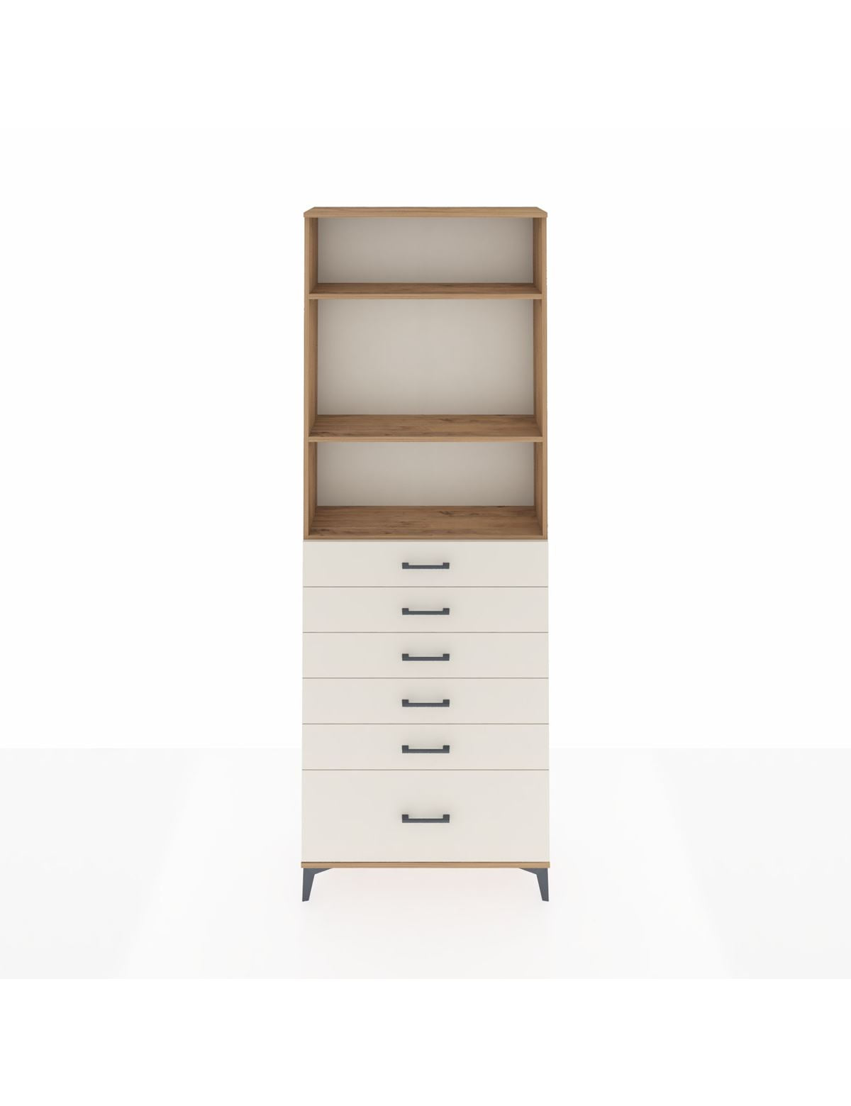 Arges Dolap 3 Raflı 6 Çekmeceli 88x30x243 Çam-Aytaşı