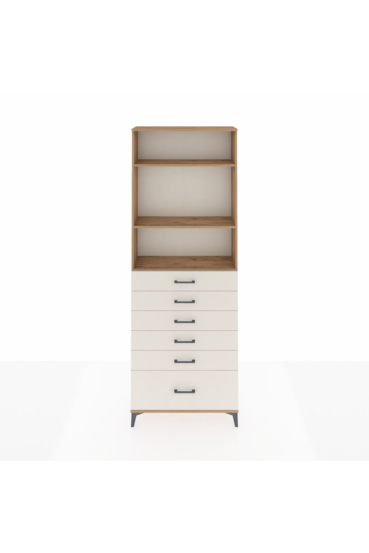 Arges Dolap 3 Raflı 6 Çekmeceli 88x30x243 Çam-Aytaşı