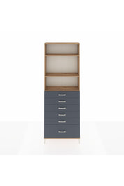 Arges Dolap 3 Raflı 6 Çekmeceli 88x30x243 Çam-Antrasit