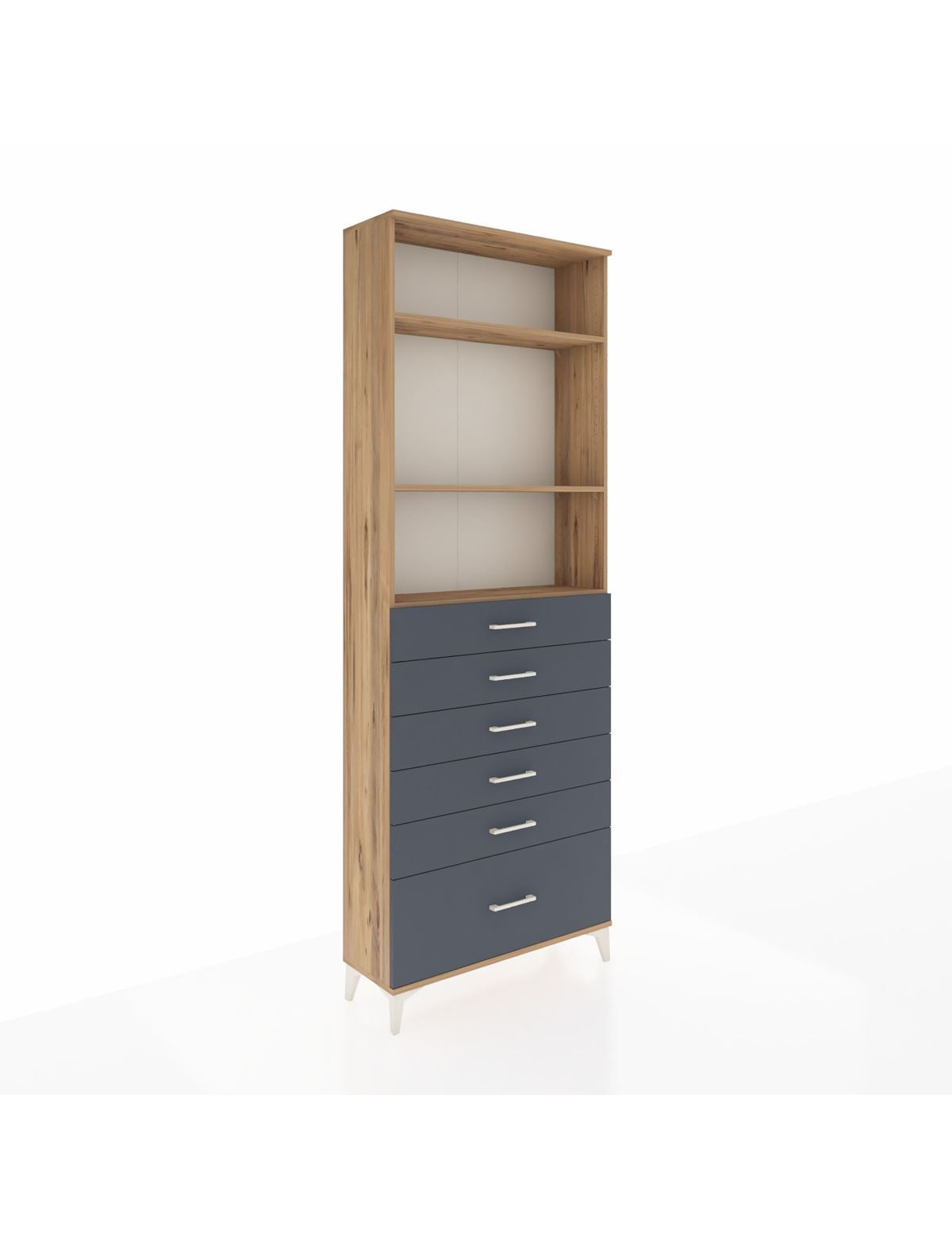 Arges Dolap 3 Raflı 6 Çekmeceli 88x30x243 Çam-Antrasit