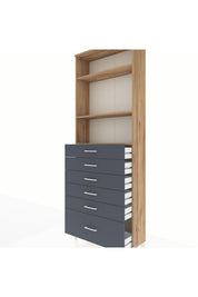 Arges Dolap 3 Raflı 6 Çekmeceli 88x30x243 Çam-Antrasit