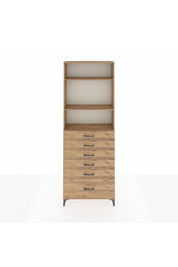 Arges Dolap 3 Raflı 6 Çekmeceli 88x30x243 Çam-Çam