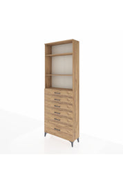 Arges Dolap 3 Raflı 6 Çekmeceli 88x30x243 Çam-Çam