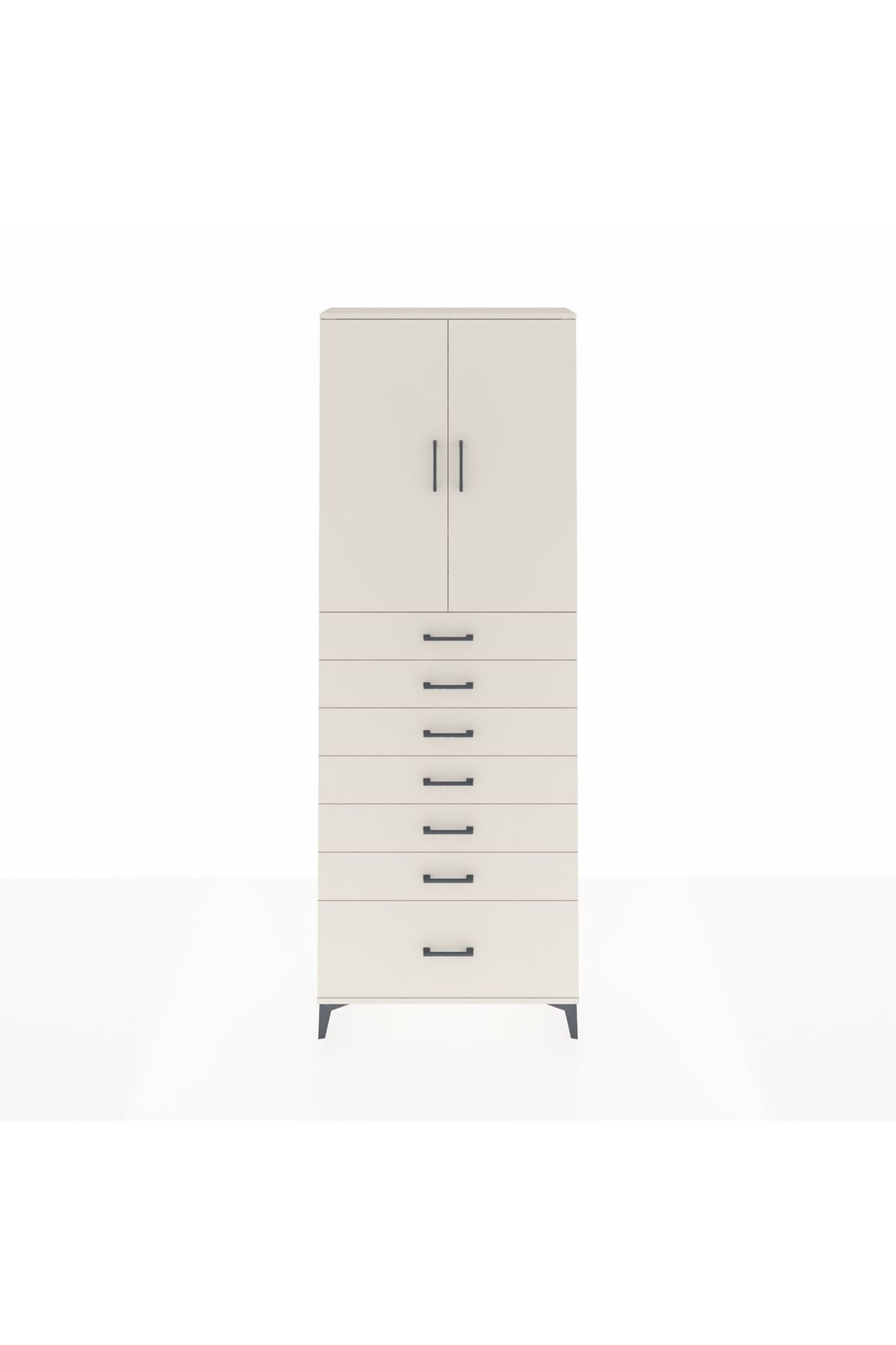 Arges Dolap 3 Raflı 7 Çekmeceli 2 Kapaklı 88x30x243 Aytaşı-Aytaşı