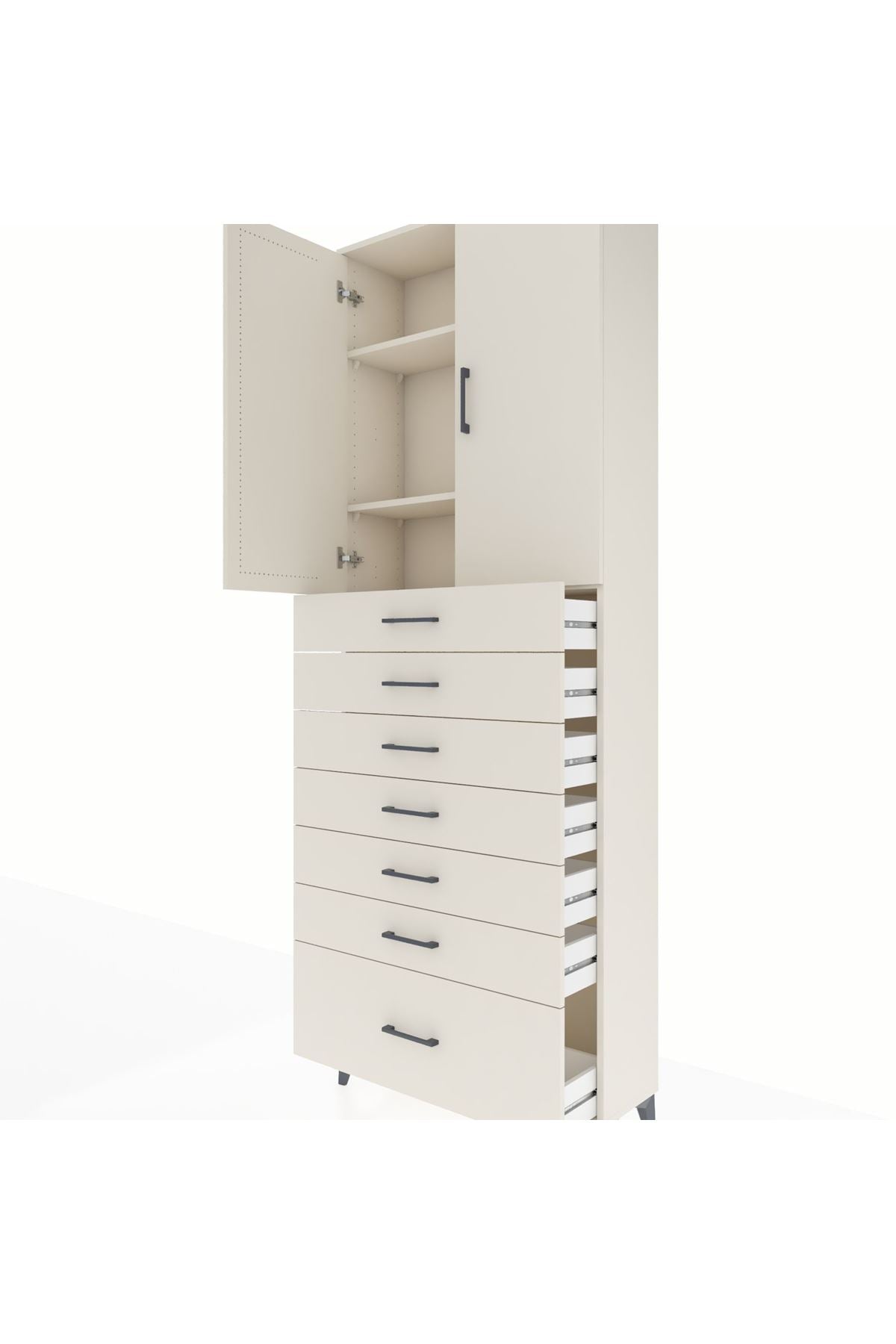 Arges Dolap 3 Raflı 7 Çekmeceli 2 Kapaklı 88x30x243 Aytaşı-Aytaşı