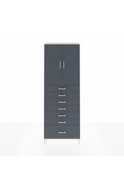 Arges Dolap 3 Raflı 7 Çekmeceli 2 Kapaklı 88x30x243 Aytaşı-Antrasit