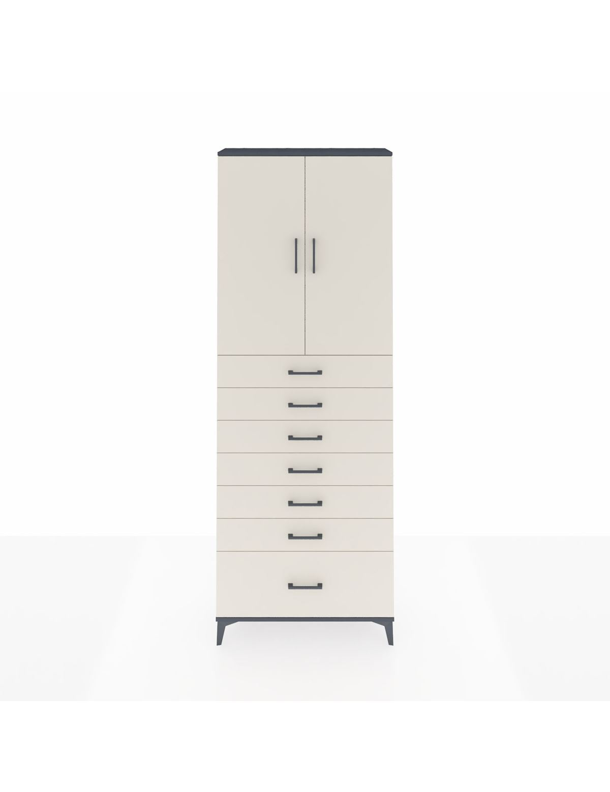 Arges Dolap 3 Raflı 7 Çekmeceli 2 Kapaklı 88x30x243 Antrasit-Aytaşı