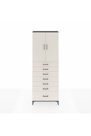 Arges Dolap 3 Raflı 7 Çekmeceli 2 Kapaklı 88x30x243 Antrasit-Aytaşı