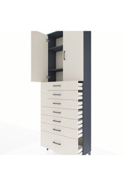 Arges Dolap 3 Raflı 7 Çekmeceli 2 Kapaklı 88x30x243 Antrasit-Aytaşı