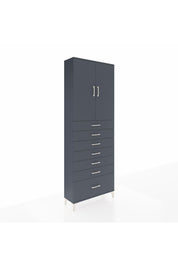 Arges Dolap 3 Raflı 7 Çekmeceli 2 Kapaklı 88x30x243 Antrasit-Antrasit