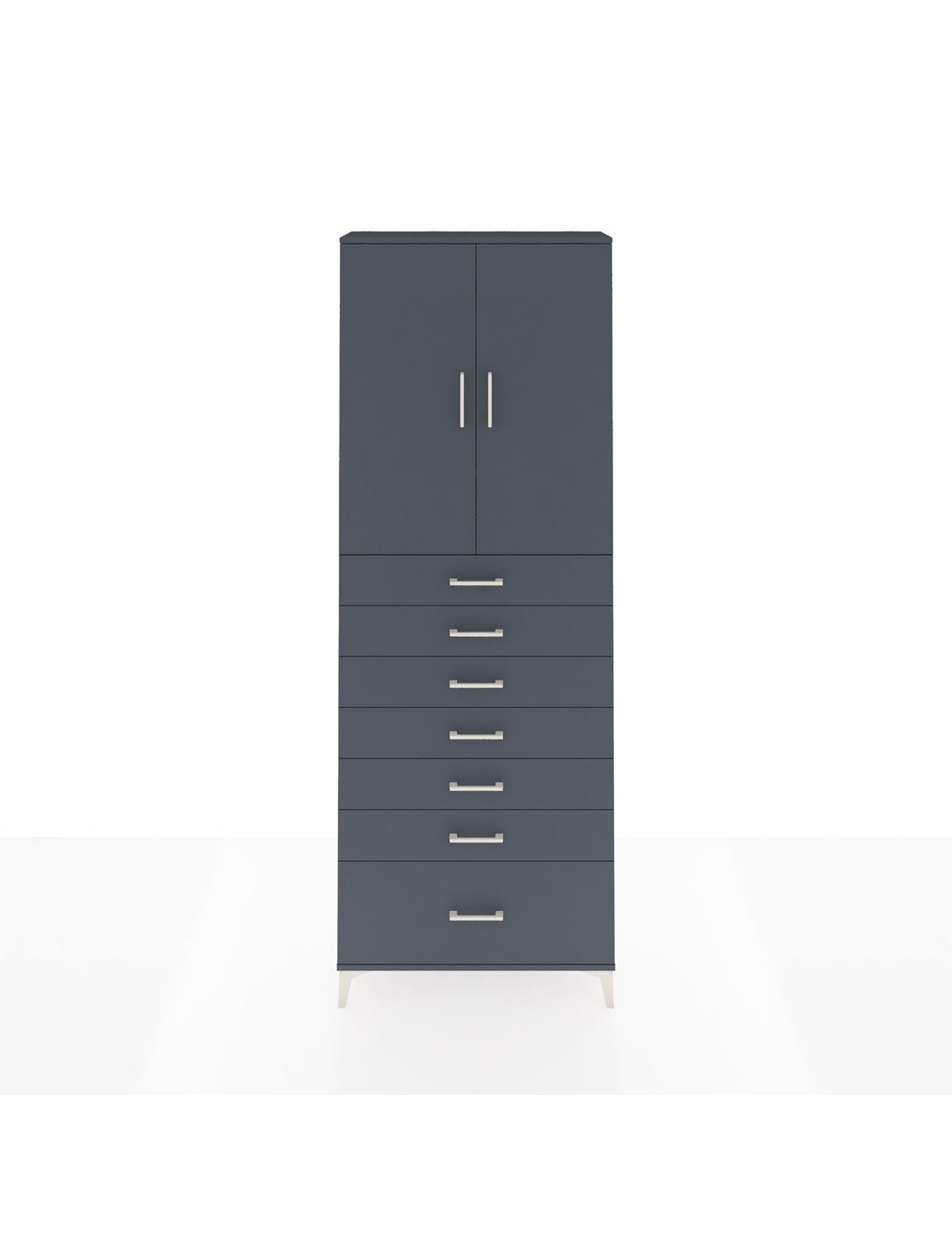 Arges Dolap 3 Raflı 7 Çekmeceli 2 Kapaklı 88x30x243 Antrasit-Antrasit