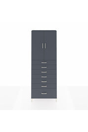 Arges Dolap 3 Raflı 7 Çekmeceli 2 Kapaklı 88x30x243 Antrasit-Antrasit