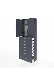 Arges Dolap 3 Raflı 7 Çekmeceli 2 Kapaklı 88x30x243 Antrasit-Antrasit