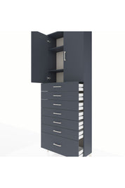 Arges Dolap 3 Raflı 7 Çekmeceli 2 Kapaklı 88x30x243 Antrasit-Antrasit