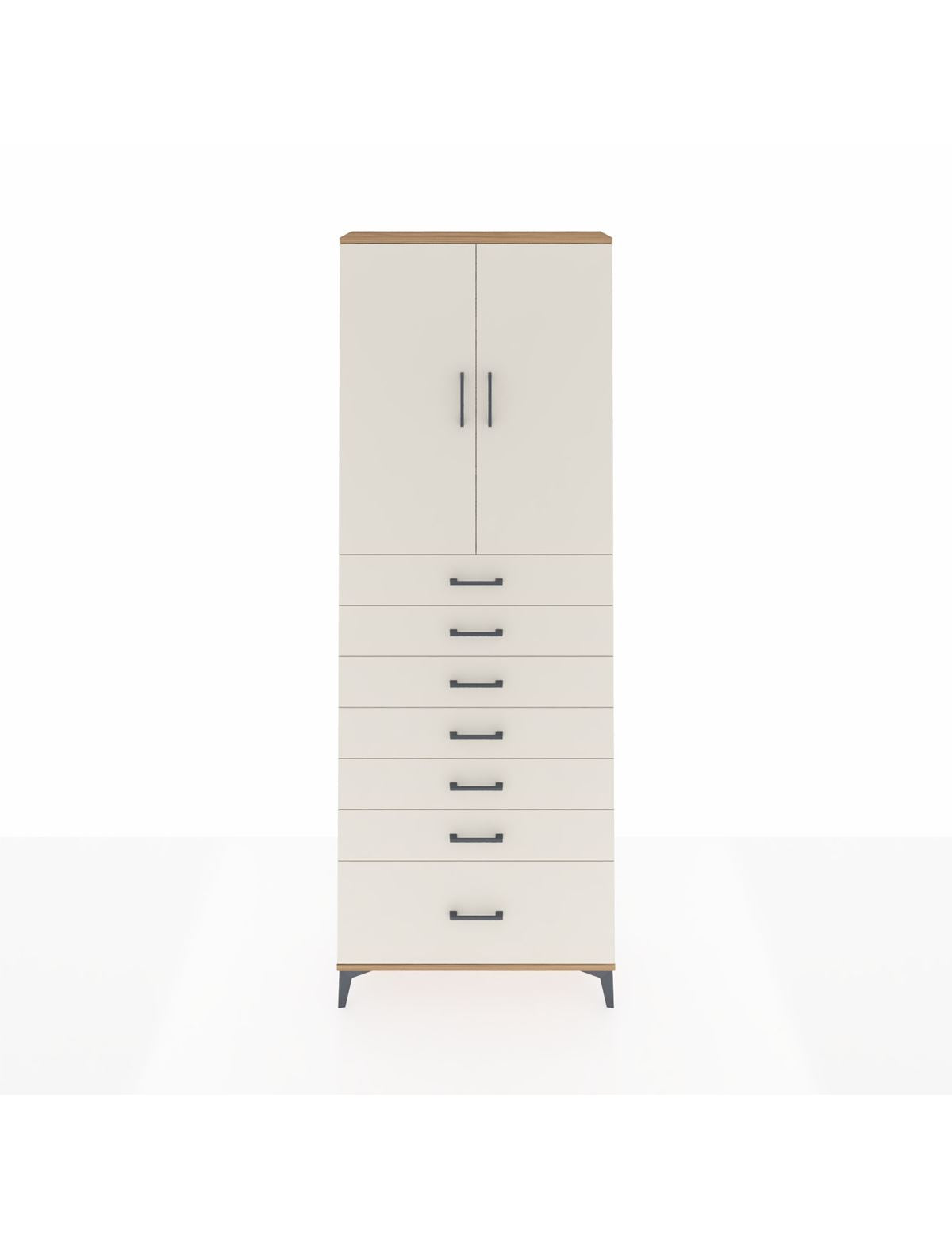 Arges Dolap 3 Raflı 7 Çekmeceli 2 Kapaklı 88x30x243 Çam-Aytaşı