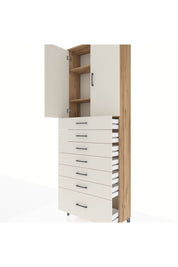 Arges Dolap 3 Raflı 7 Çekmeceli 2 Kapaklı 88x30x243 Çam-Aytaşı