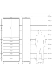 Arges Dolap 3 Raflı 7 Çekmeceli 2 Kapaklı 88x30x243 Çam-Aytaşı
