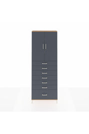 Arges Dolap 3 Raflı 7 Çekmeceli 2 Kapaklı 88x30x243 Çam-Antrasit