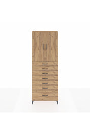 Arges Dolap 3 Raflı 7 Çekmeceli 2 Kapaklı 88x30x243 Çam-Çam