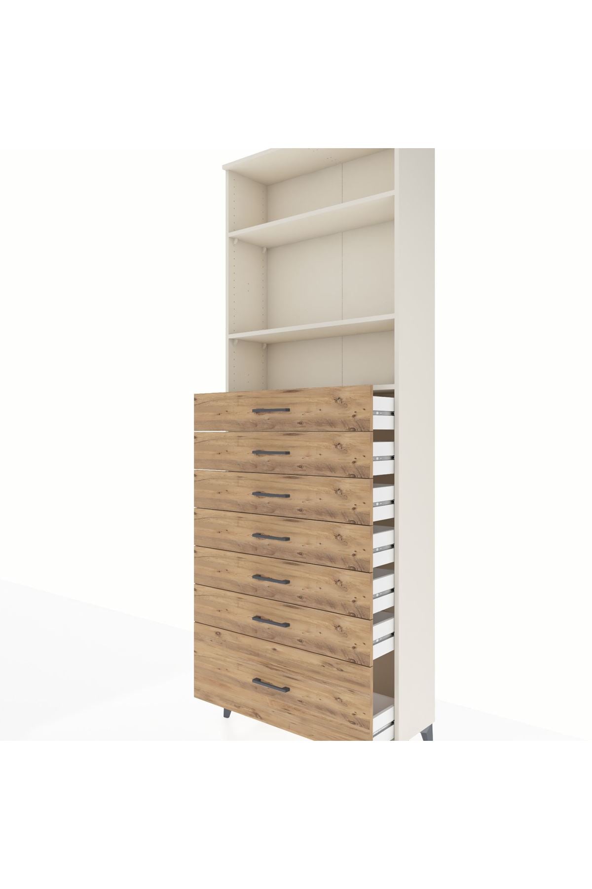 Arges Dolap 3 Raflı 7 Çekmeceli 88x30x243 Aytaşı-Çam