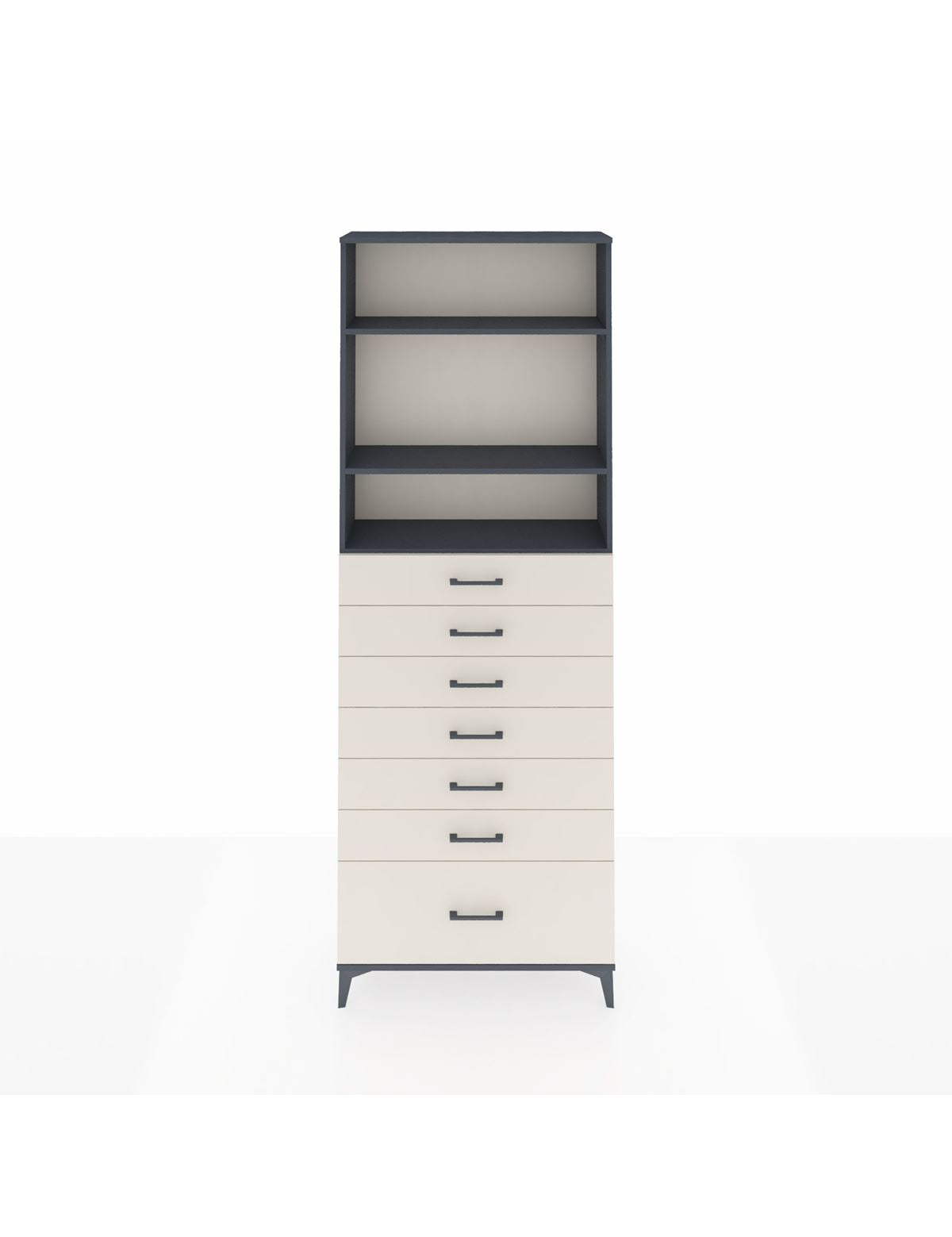 Arges Dolap 3 Raflı 7 Çekmeceli 88x30x243 Antrasit-Aytaşı