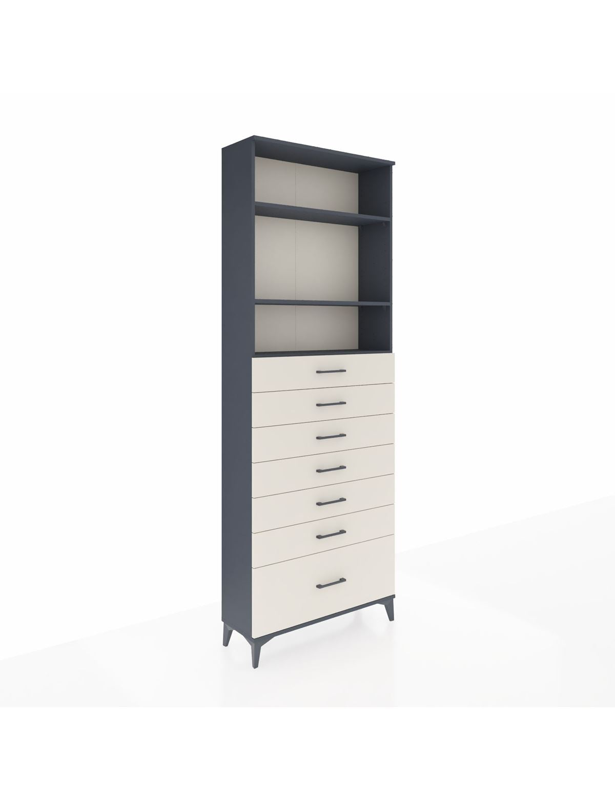 Arges Dolap 3 Raflı 7 Çekmeceli 88x30x243 Antrasit-Aytaşı