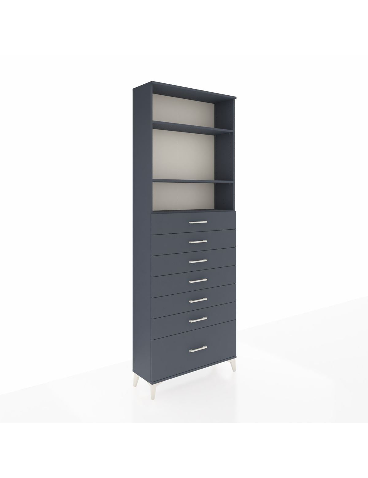 Arges Dolap 3 Raflı 7 Çekmeceli 88x30x243 Antrasit-Antrasit