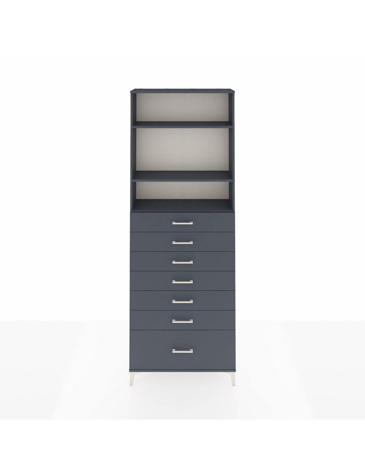 Arges Dolap 3 Raflı 7 Çekmeceli 88x30x243 Antrasit-Antrasit