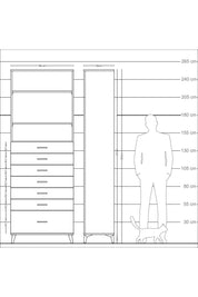 Arges Dolap 3 Raflı 7 Çekmeceli 88x30x243 Antrasit-Antrasit