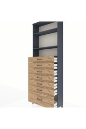 Arges Dolap 3 Raflı 7 Çekmeceli 88x30x243 Antrasit-Çam