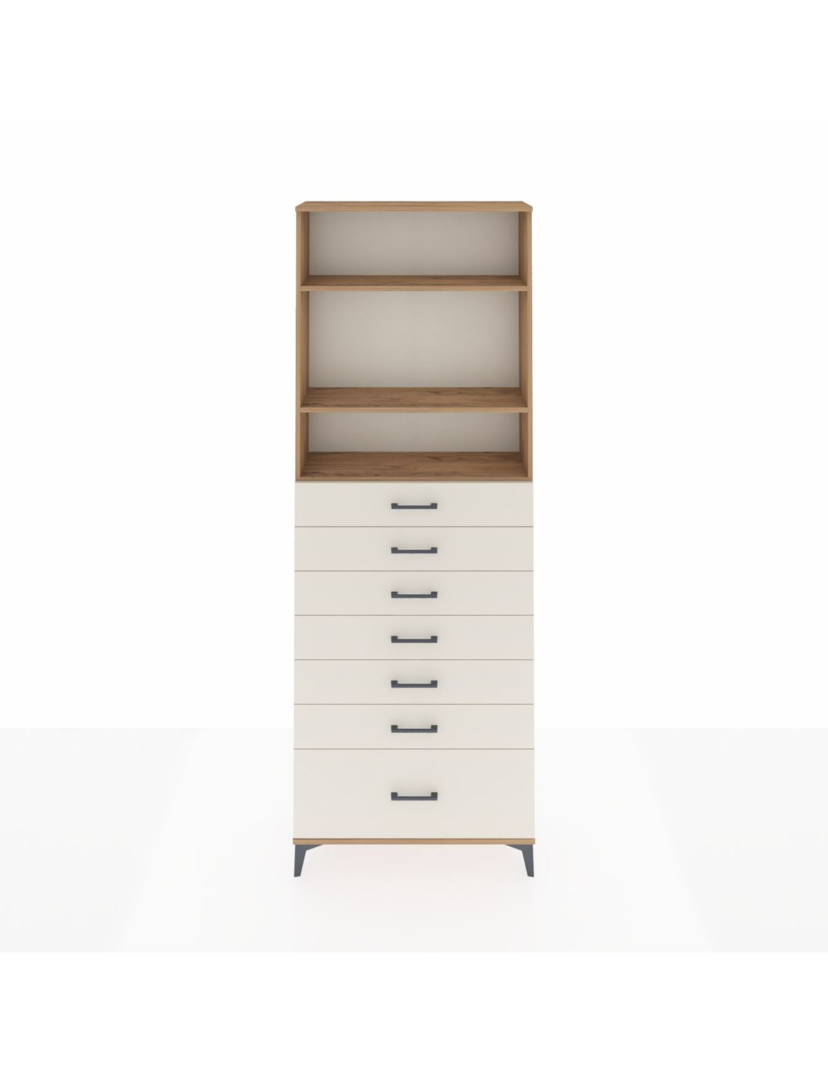 Arges Dolap 3 Raflı 7 Çekmeceli 88x30x243 Çam-Aytaşı