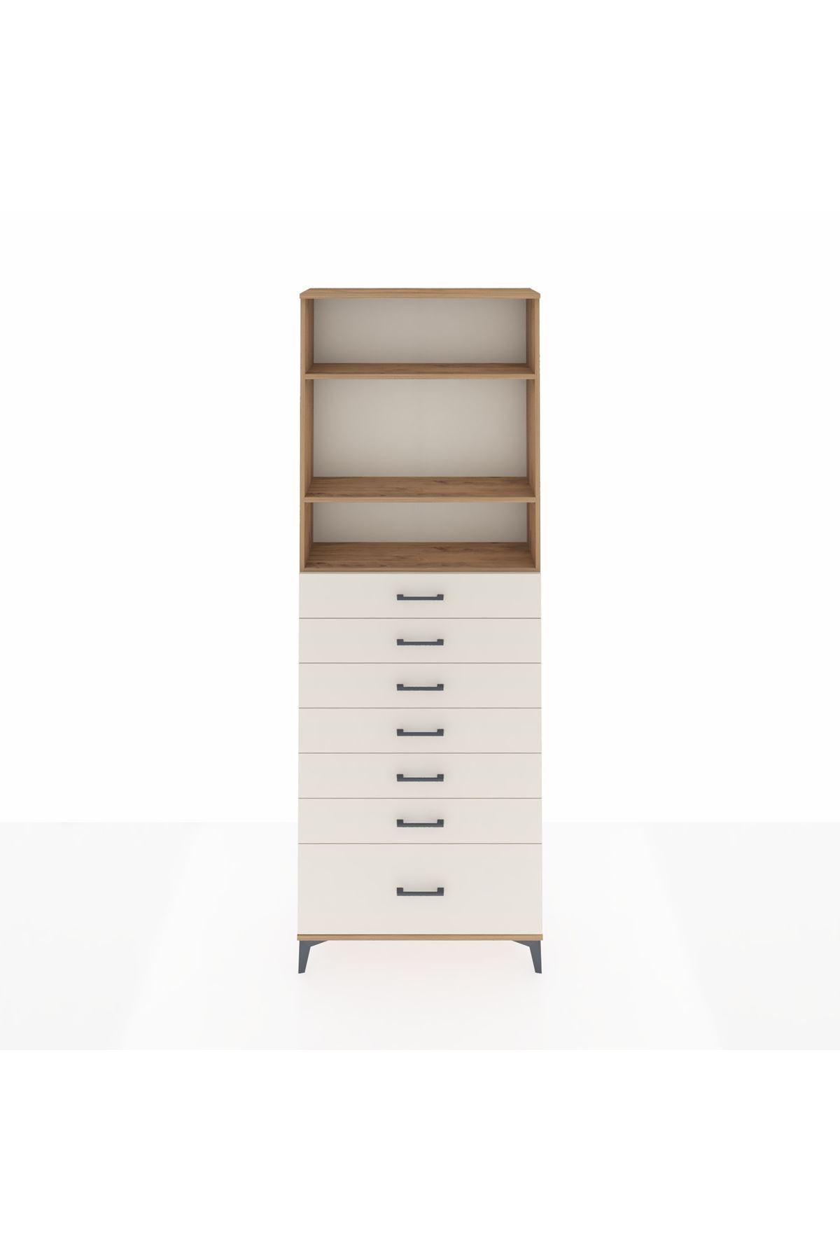 Arges Dolap 3 Raflı 7 Çekmeceli 88x30x243 Çam-Aytaşı