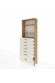 Arges Dolap 3 Raflı 7 Çekmeceli 88x30x243 Çam-Aytaşı