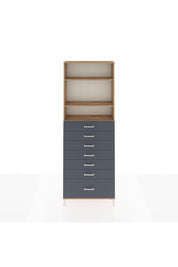 Arges Dolap 3 Raflı 7 Çekmeceli 88x30x243 Çam-Antrasit