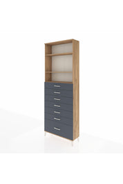 Arges Dolap 3 Raflı 7 Çekmeceli 88x30x243 Çam-Antrasit