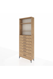 Arges Dolap 3 Raflı 7 Çekmeceli 88x30x243 Çam-Çam