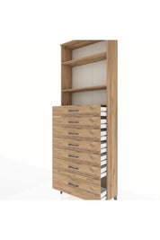 Arges Dolap 3 Raflı 7 Çekmeceli 88x30x243 Çam-Çam