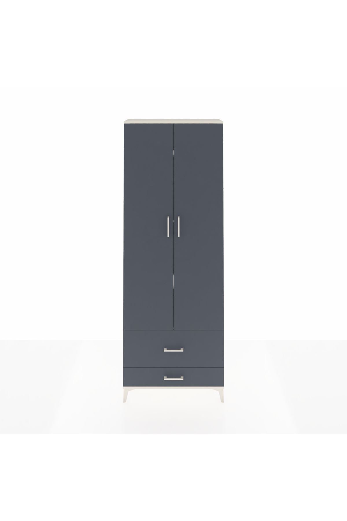 Arges Dolap 4 Raflı 2 Çekmeceli 2 Kapaklı 88x30x243 Aytaşı-Antrasit