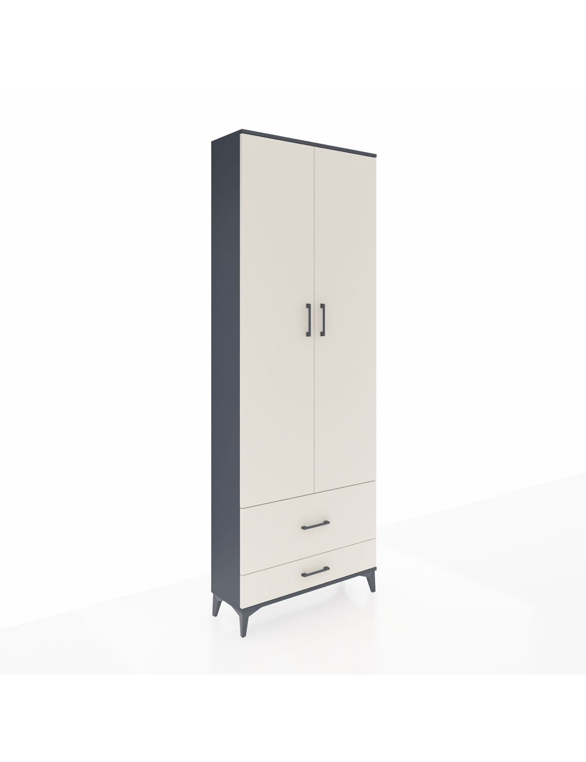 Arges Dolap 4 Raflı 2 Çekmeceli 2 Kapaklı 88x30x243 Antrasit-Aytaşı