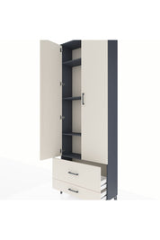 Arges Dolap 4 Raflı 2 Çekmeceli 2 Kapaklı 88x30x243 Antrasit-Aytaşı