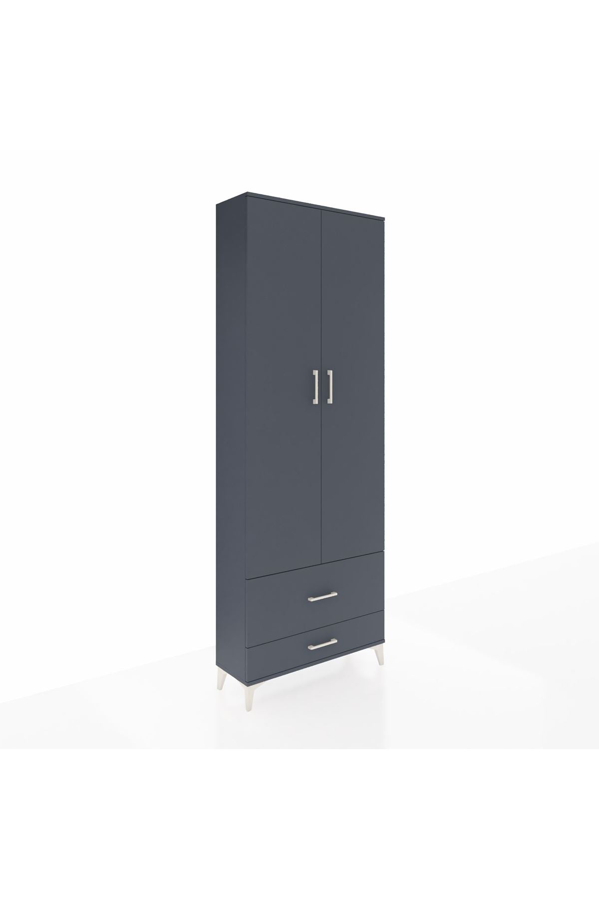 Arges Dolap 4 Raflı 2 Çekmeceli 2 Kapaklı 88x30x243 Antrasit-Antrasit